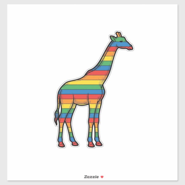 Rainbow Giraffe Vintage Engraving Vector Design_1 (Sheet)