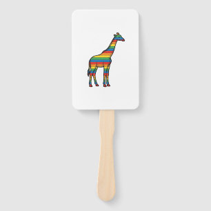 Rainbow Giraffe Vintage Engraving Vector Design_1 Hand Fan