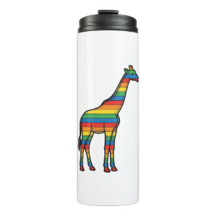 Rainbow Giraffe Vintage Engraving Vector Design_1 Thermal Tumbler