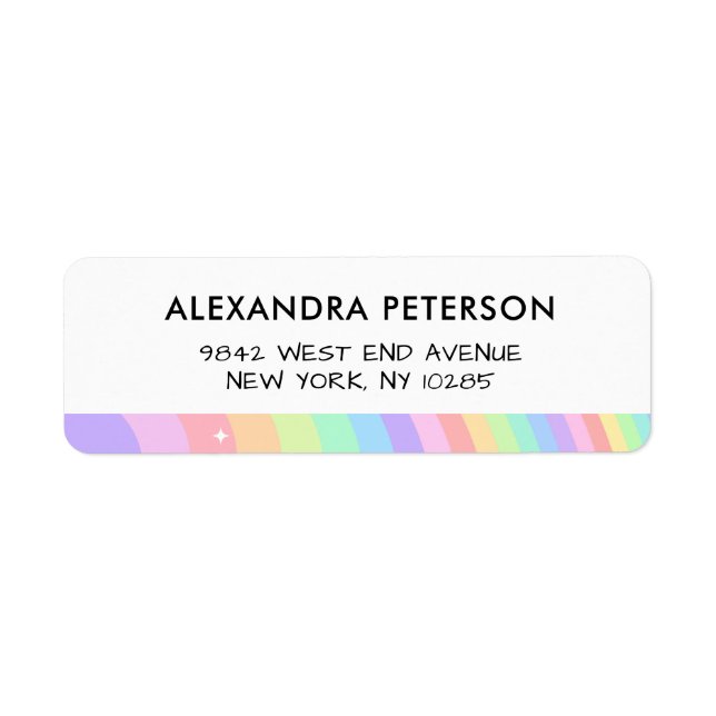 Rainbow Girl 5th Birthday Return Address Label (Front)