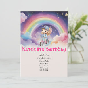 Rainbow Girl  8th Birthday Invitation