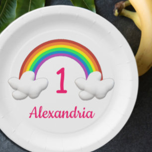 Rainbow Girl Any Age Birthday Paper Plate