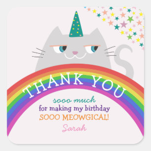 Rainbow Girl Birthday Thank You Square Sticker