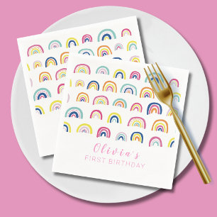 Rainbow Girls First Birthday Party Napkin