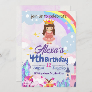 Rainbow girl's kids birthday party Gifts  Invitation