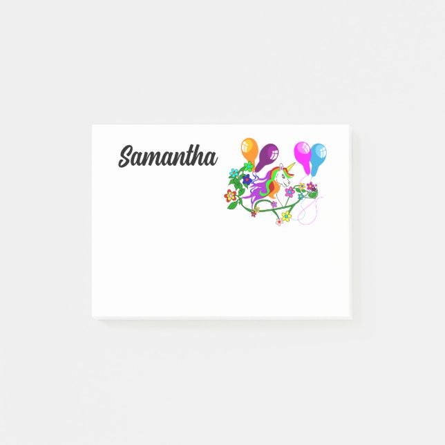 rainbow girly cute UNICORN Post-it Notes (Front)