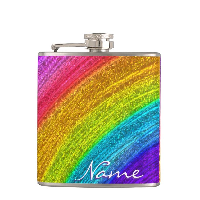 Rainbow Glass Art 1 Wrapped Flask (Front)