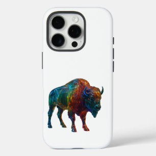 "Rainbow Glass Bison – Vibrant Colourful Animal Ar iPhone 16 Pro Case
