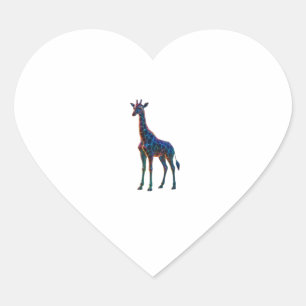 Rainbow Glass Giraffe Art Oversized T-Shirt Heart Sticker