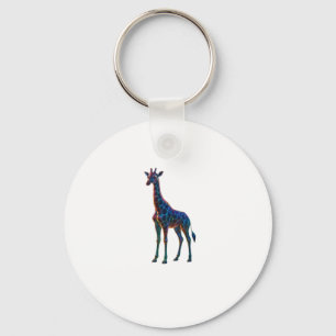 Rainbow Glass Giraffe Art Oversized T-Shirt Key Ring