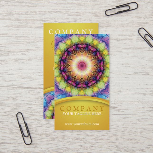 Rainbow Glass Mandala Business Card (Front/Back In Situ)