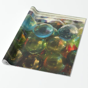 Rainbow Glass Marbles High Gloss Wrapping Paper