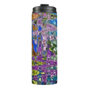 Rainbow Glass Wave #444 - Thermal Tumbler