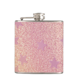 Rainbow Glitter and Stars Hip Flask