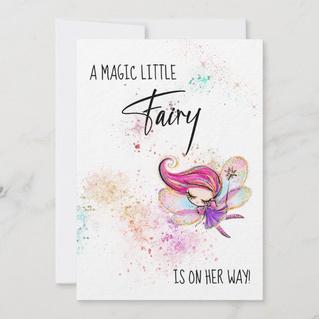 *~* Rainbow Glitter Baby Fairy Shower Invitation (Front)