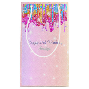 Rainbow glitter-bright colour sparkle for birthday small gift bag