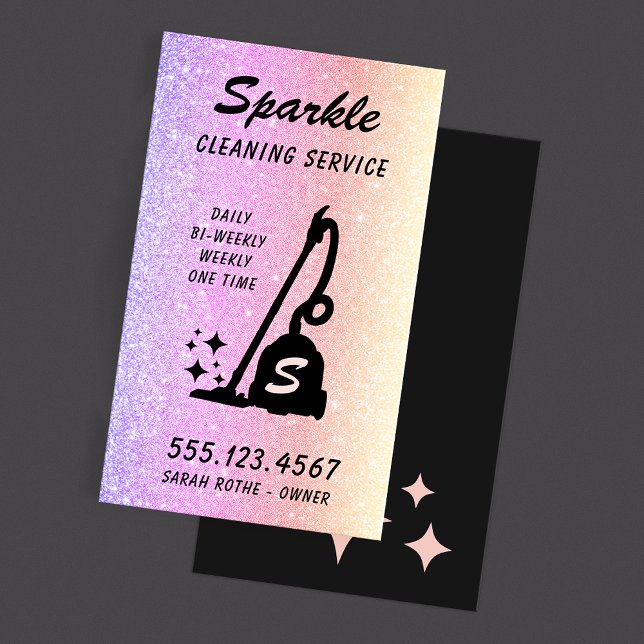 Rainbow Glitter Cleaning Service Housekeeper Calling Card (Creator Uploaded)
