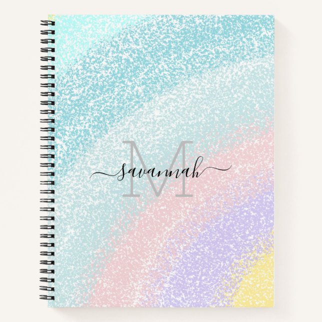 Rainbow Glitter Colourful   Monogram Sketchbook  Notebook (Front)