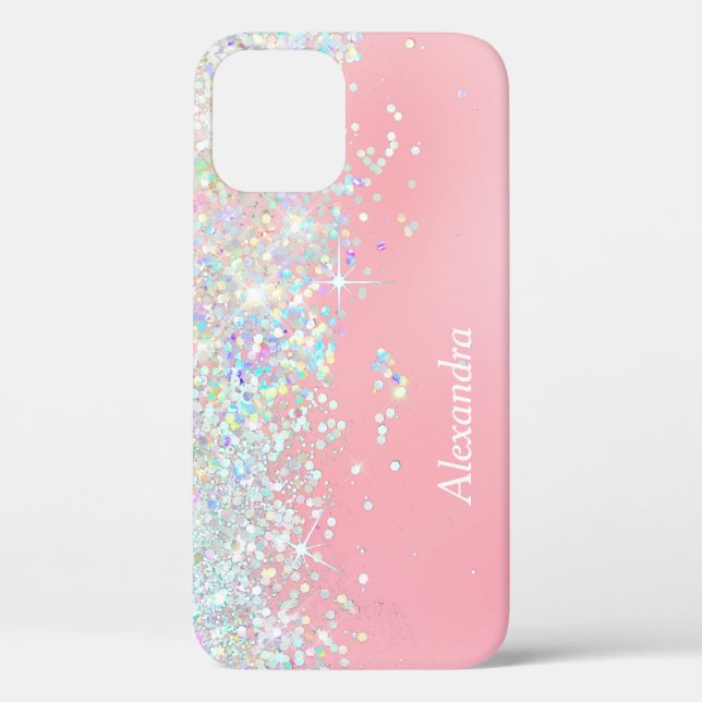 Rainbow Glitter Confetti Star Shine Pink Case-Mate iPhone Case (Back)