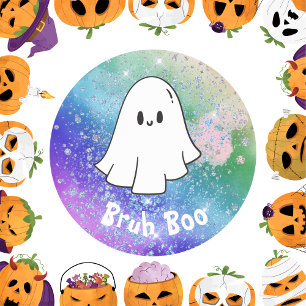  Rainbow glitter cute Ghost boo Custom kids  Classic Round Sticker