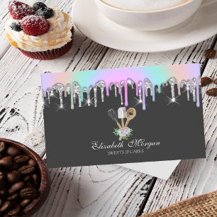 Rainbow Glitter Drips Bakery Pastry Hand Tools  Business Card