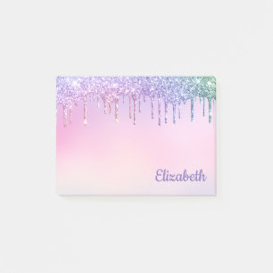 Rainbow Glitter Drips Personalised Post-it Notes