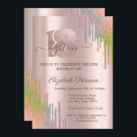 Rainbow Glitter Drips Rose Gold 18th Birthday  Invitation<br><div class="desc">A modern,  chic,  and glamourous with glitter drips on a rose gold background.</div>