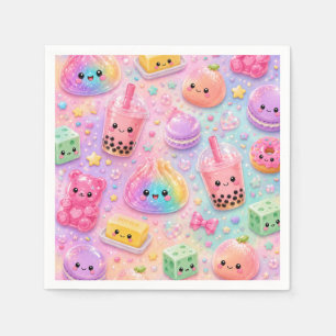 Rainbow Glitter Dumpling Squishies Birthday Party Napkin