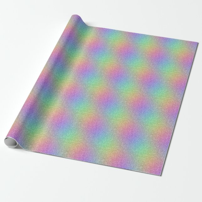 Rainbow Glitter Effect Wrapping Paper (Unrolled)