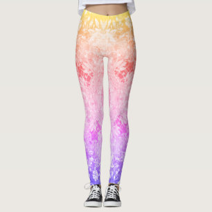 Rainbow Glitter Floral Pattern  Leggings