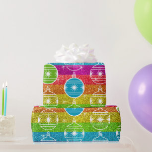 Rainbow Glitter Gay Christmas Ornament Holiday     Wrapping Paper