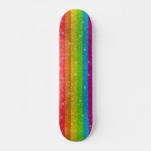 Rainbow Glitter Gay Pride Flag LGBTQIA Sparkles Skateboard