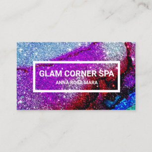 *~* Rainbow Glitter Glitz Glam Luxe Beauty QR  Business Card