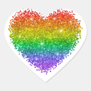 rainbow glitter heart sticker