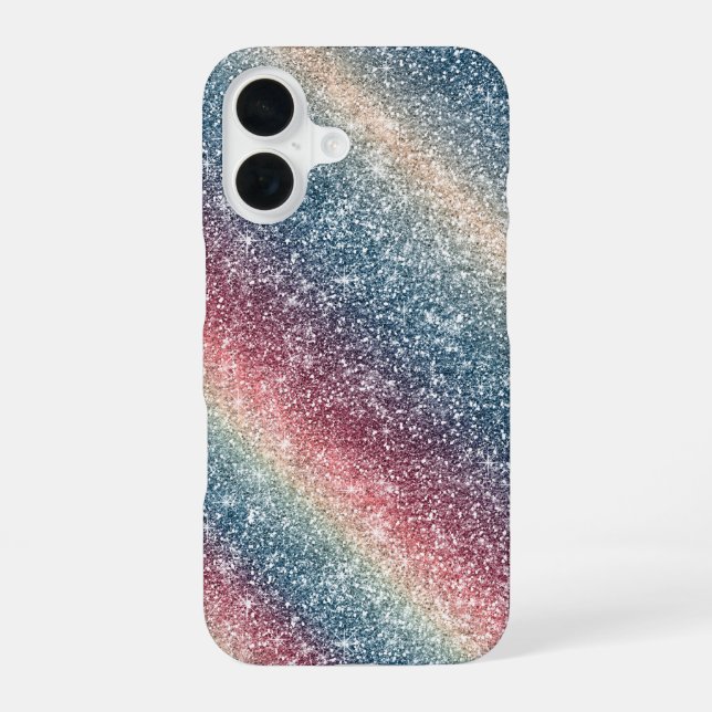 Rainbow Glitter  iPhone 16 Case (Back)