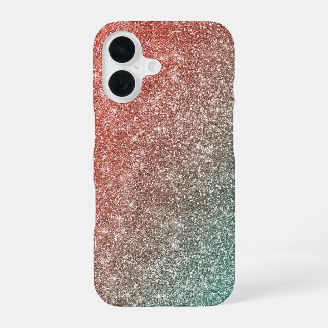 Rainbow Glitter  iPhone 16 Case (Back)