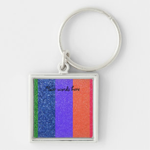 Rainbow glitter key ring