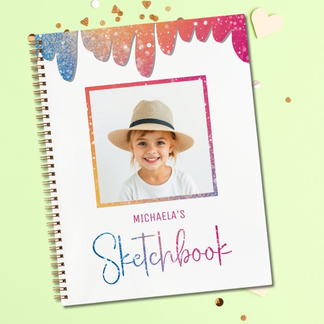 Rainbow Glitter Kids Photo Sketchbook Notebook (Creator Uploaded)
