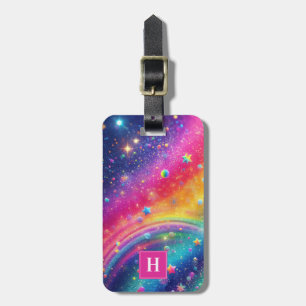 Rainbow Glitter Luggage Tag