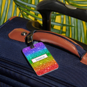 Rainbow Glitter  Luggage Tag