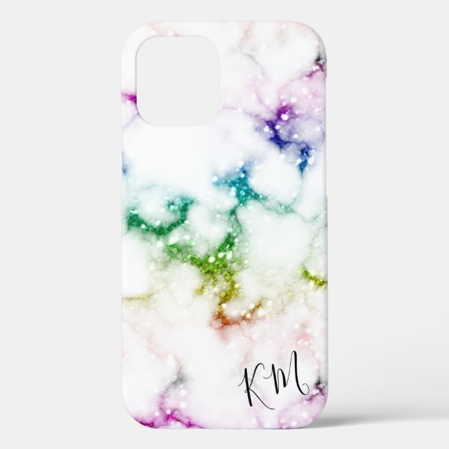 Rainbow Glitter Marble Personalised Case-Mate iPhone Case (Back)