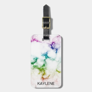Rainbow Glitter Marble Personalised Luggage Tag
