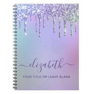 Rainbow Glitter Monogram Notebook