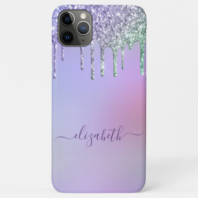 Rainbow Glitter Monogram Purple Case-Mate iPhone Case (Back)
