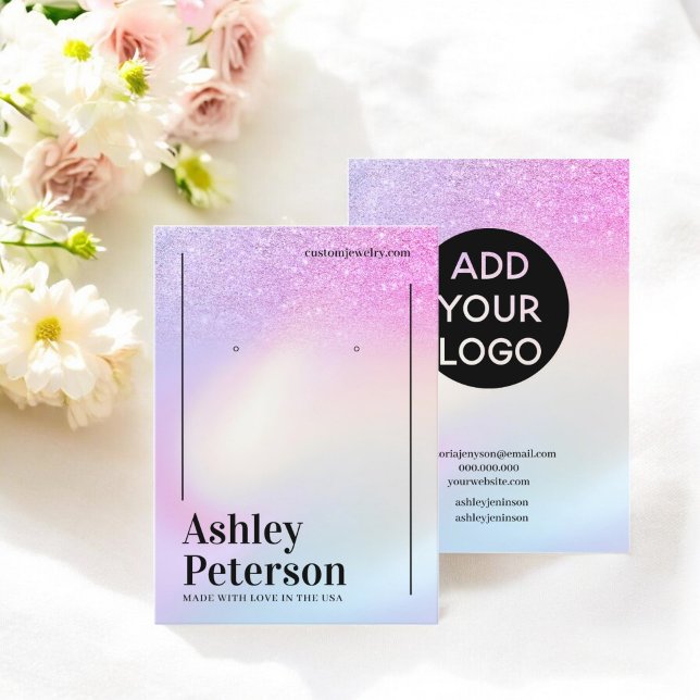 Rainbow Glitter Ombre Holographic earring display Business Card (Rainbow Glitter Ombre Holographic earring display Business Card)