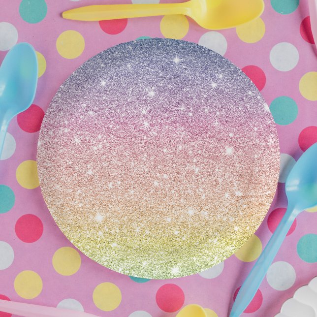 Rainbow Glitter Ombre Paper Plate (Creator Uploaded)