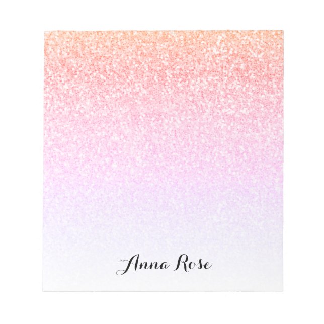 Rainbow Glitter Ombre Sparkle Glam Notepad (Front)