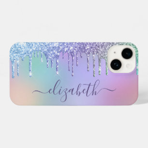 Rainbow Glitter Personalised iPhone 14 Case