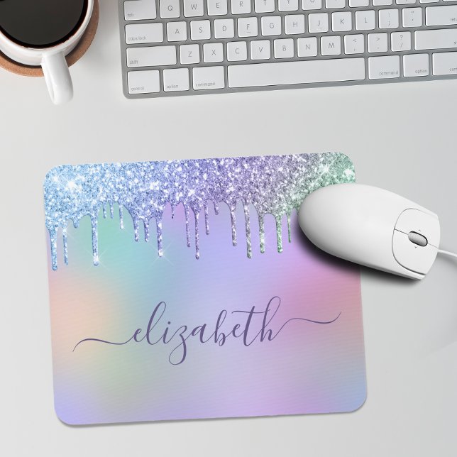 Rainbow Glitter Personalised Mouse Pad (Creator Uploaded)