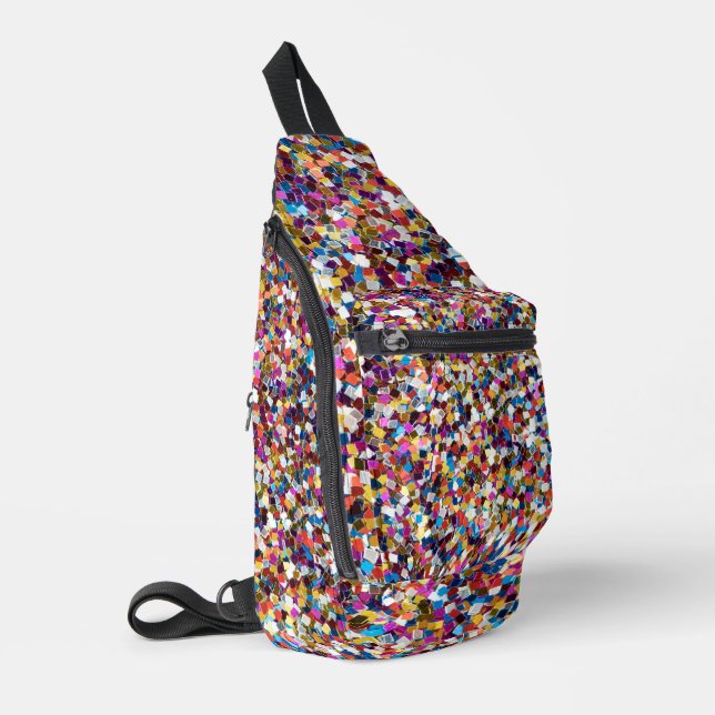 Rainbow Glitter Photo Print Sling Bag (Left Corner)